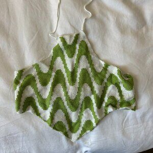 Funky Green Knit Crop Top